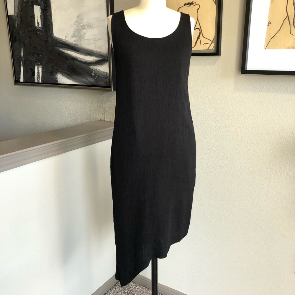 AJAIE ALAIE black micro plisse textured asymmetrical dress